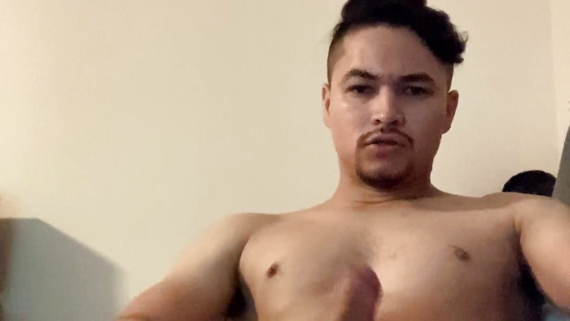 Completely naked stroking my cock