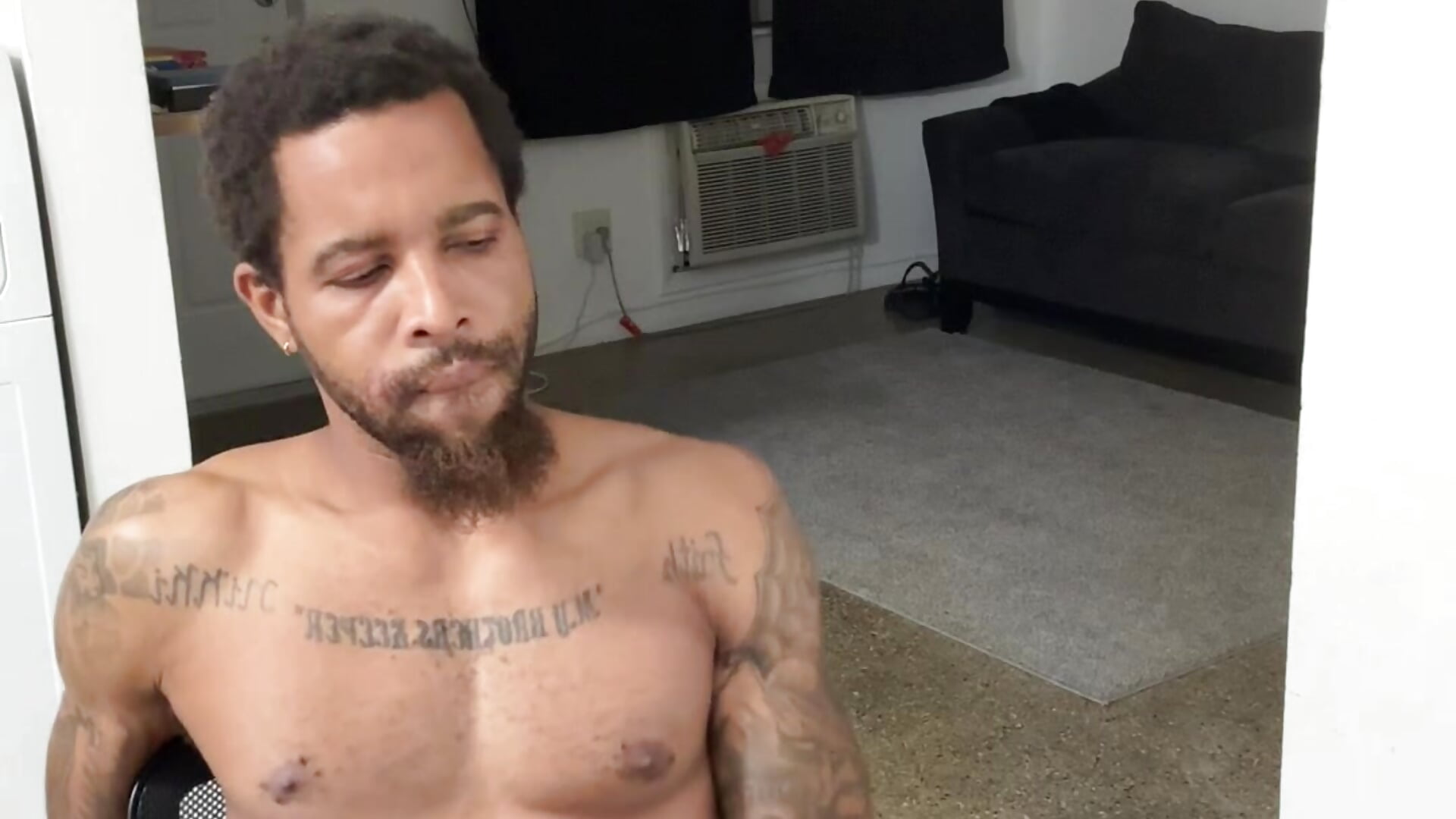 Sitting and stroking hard dick - video by king-Camino cam model