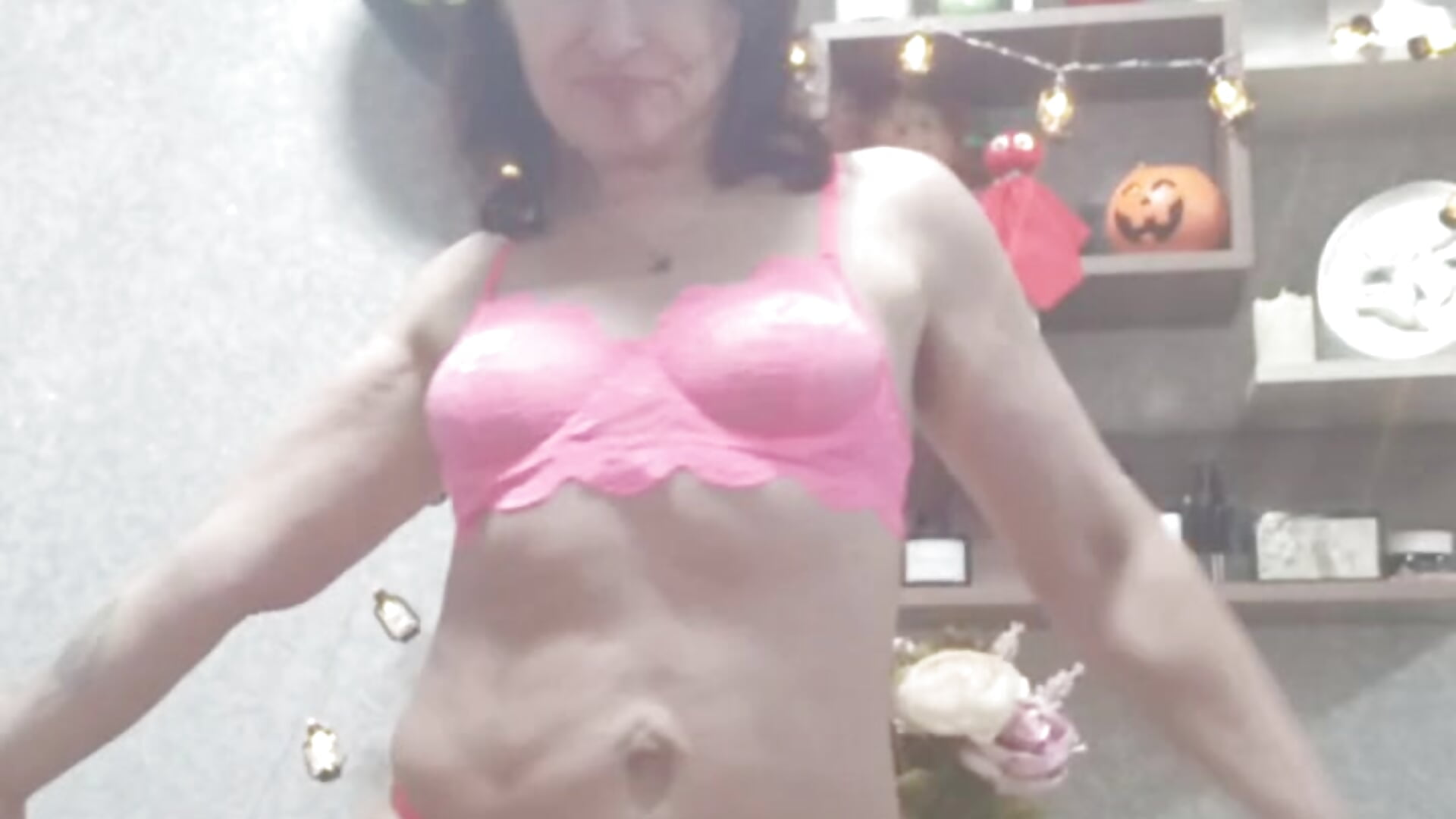 Dancing in pink underwear