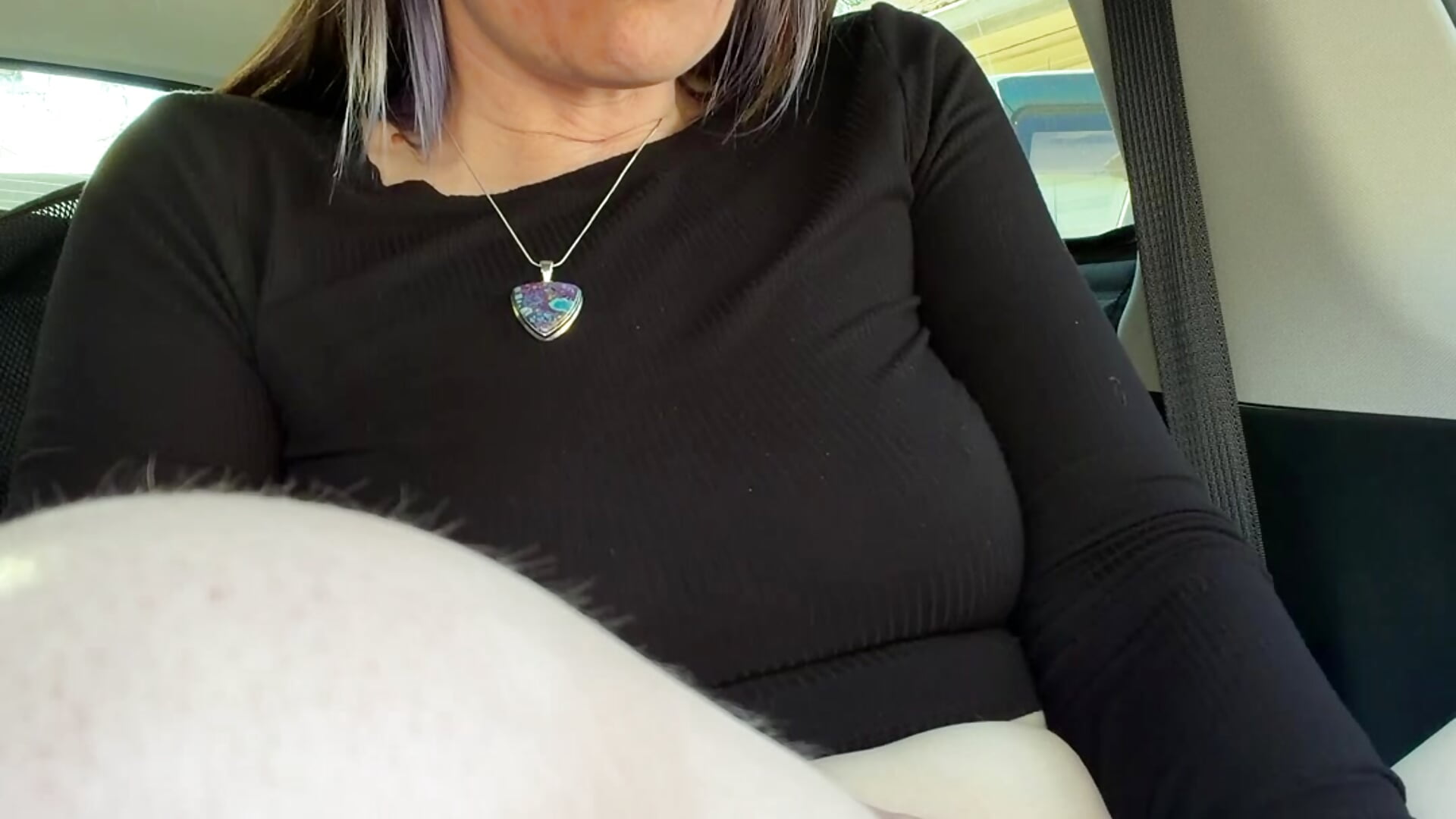 Imagining riding your cock in the front seat