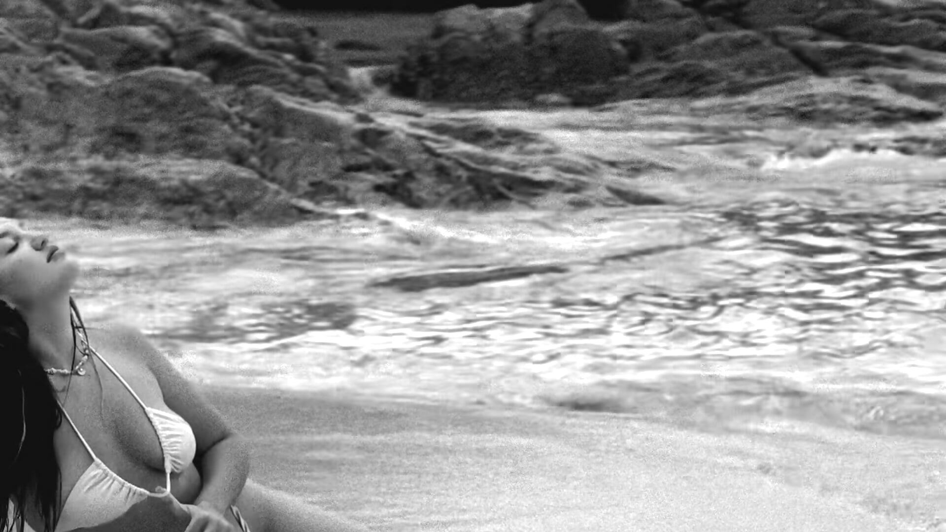 Black and white video from the beach