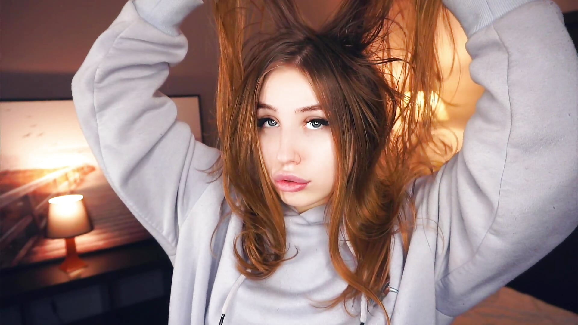 Cute girl playing with hair