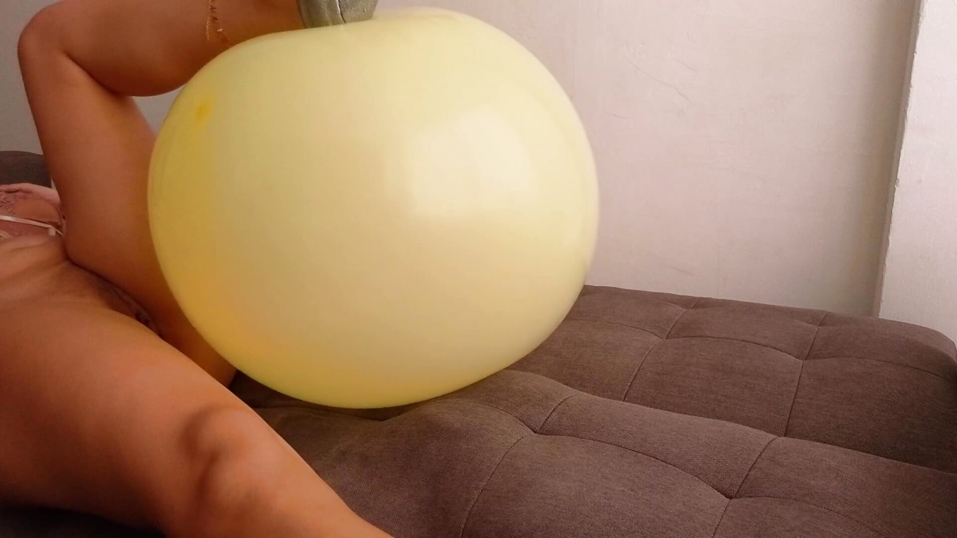 giant yellow balloon destroyed by my heels