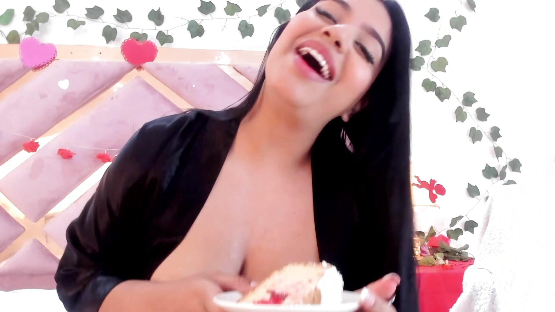 Birthday boobs teasing with cream?