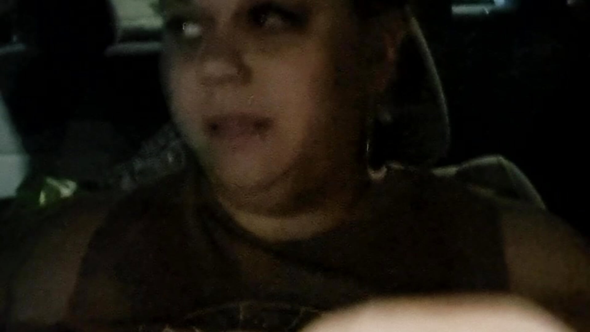 Driving shirtless Tits out at night