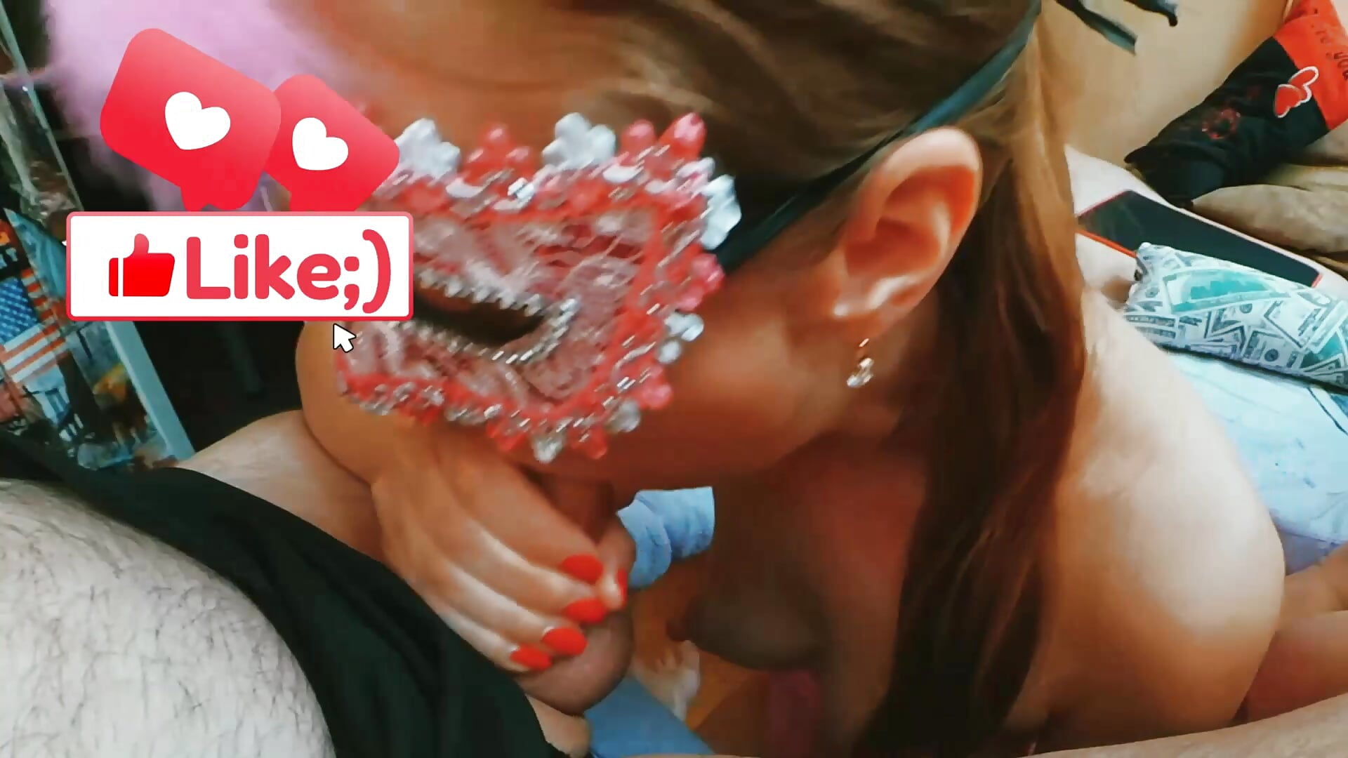 My husband cums in my mouth and tits and licks cum off me. OKSiAnal - video by OKSiLovAnal cam model