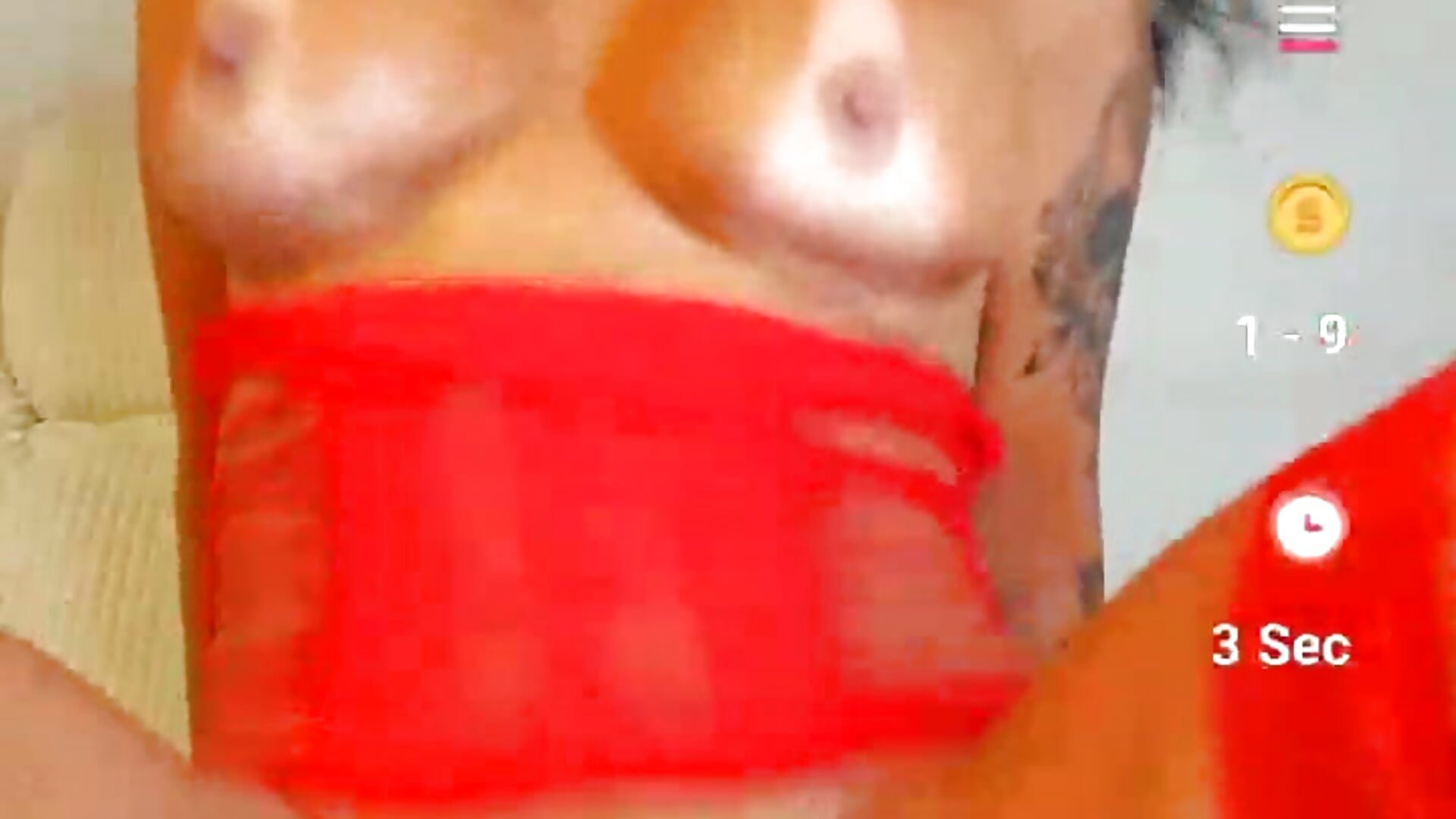 Riding a deep black dildo (Public Show)