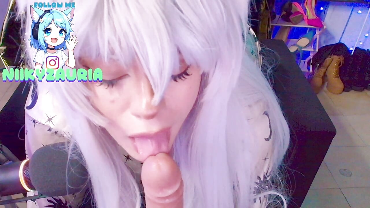 Sawarineko blow job ahegao face