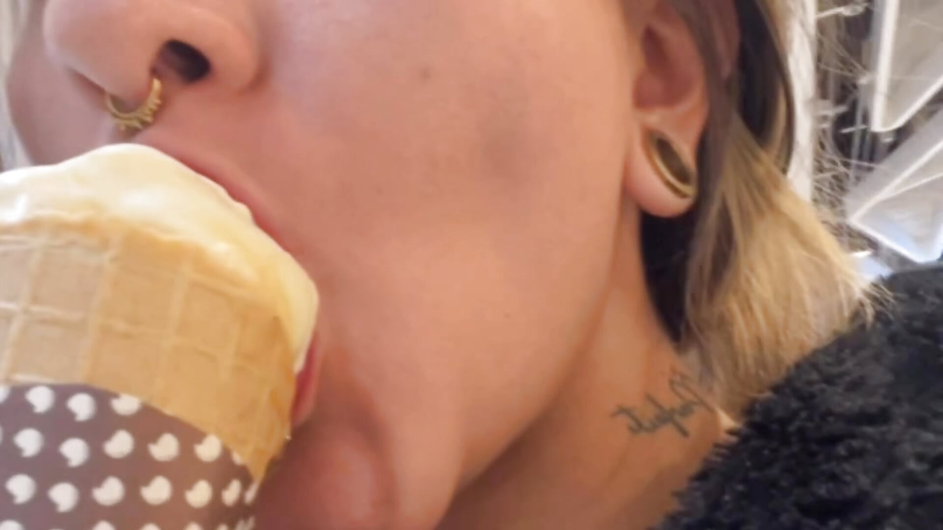 Sucking the ice cream but I would love to suck your milk