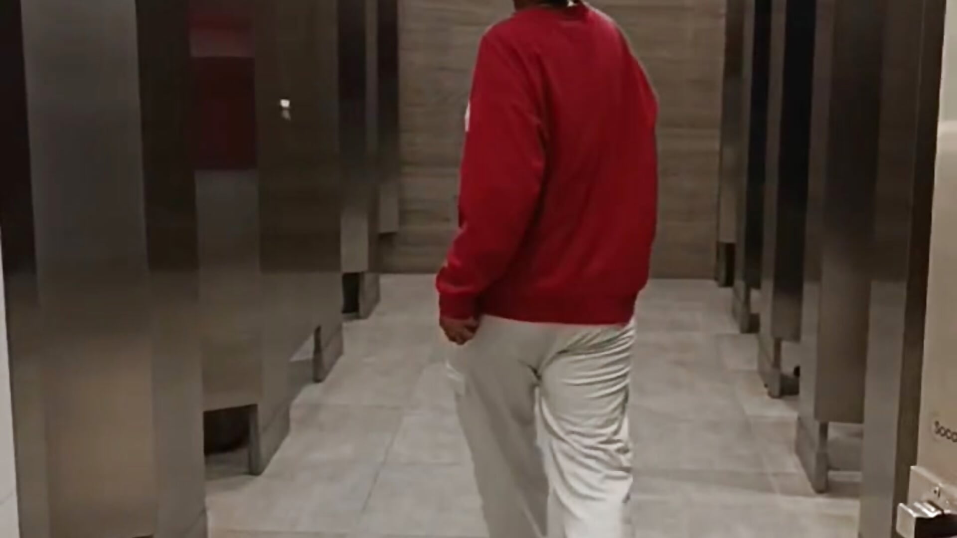 Breasts exposed in a public restroom - video by anaroman01 cam model