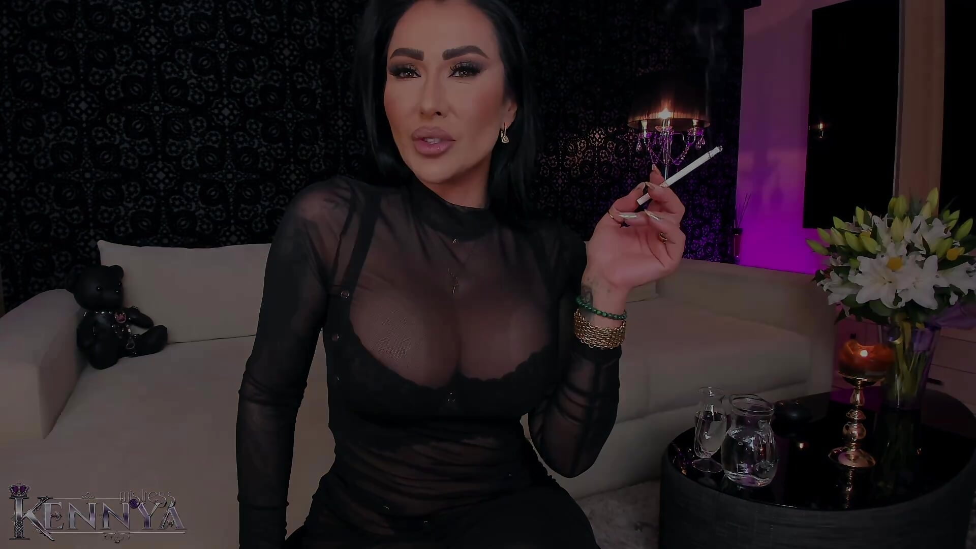 Mistress Kennya smoking a 120 cigarette preview - clip cu Mistress-Kennya model videochat