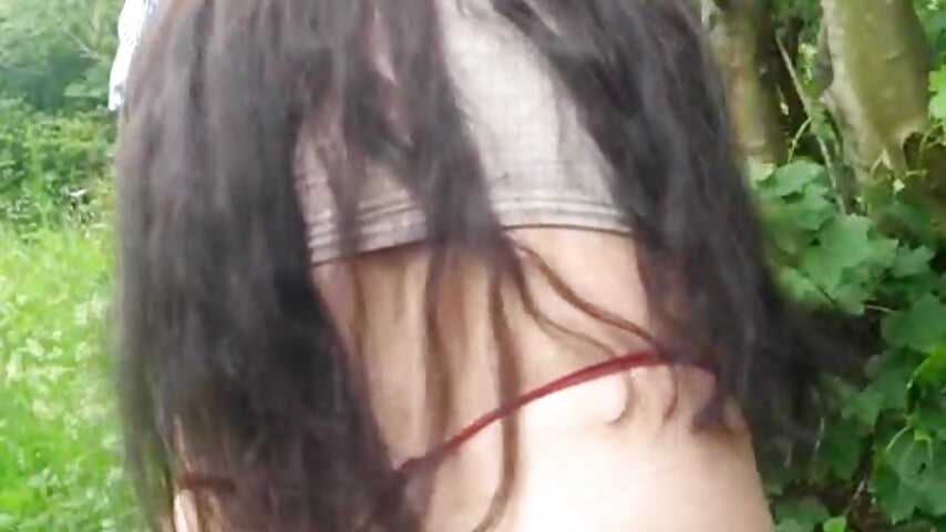 Public outdoor G/G strap on fuck