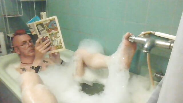 Punk taking a hardon bath