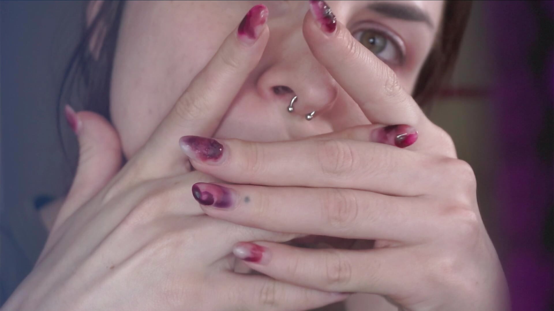 asmr nails and cream on hands