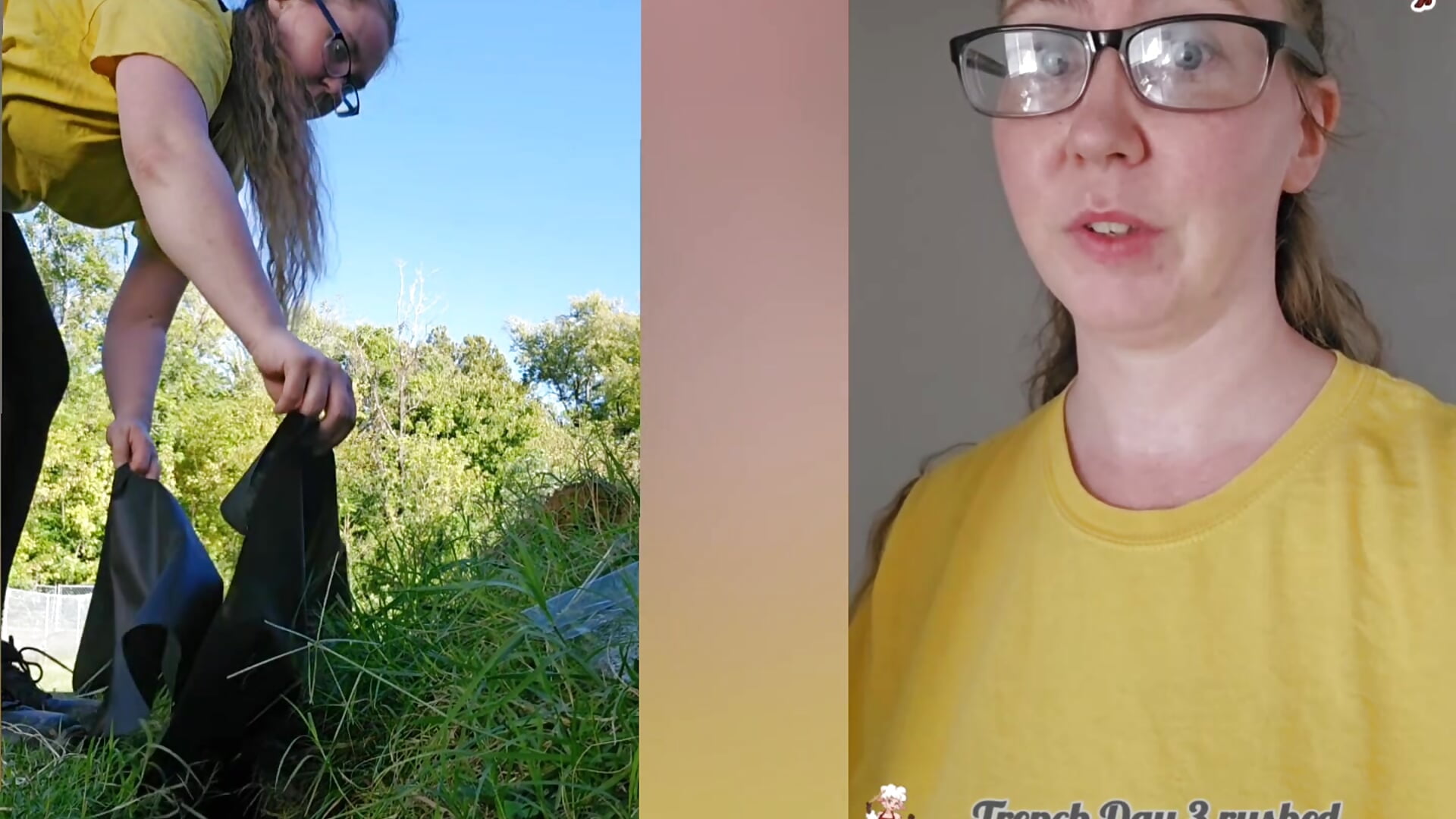 The Trench Day 3: clothed yellow shirt tight leggings.  Crotch shot picTired. Sweaty.  Boring.