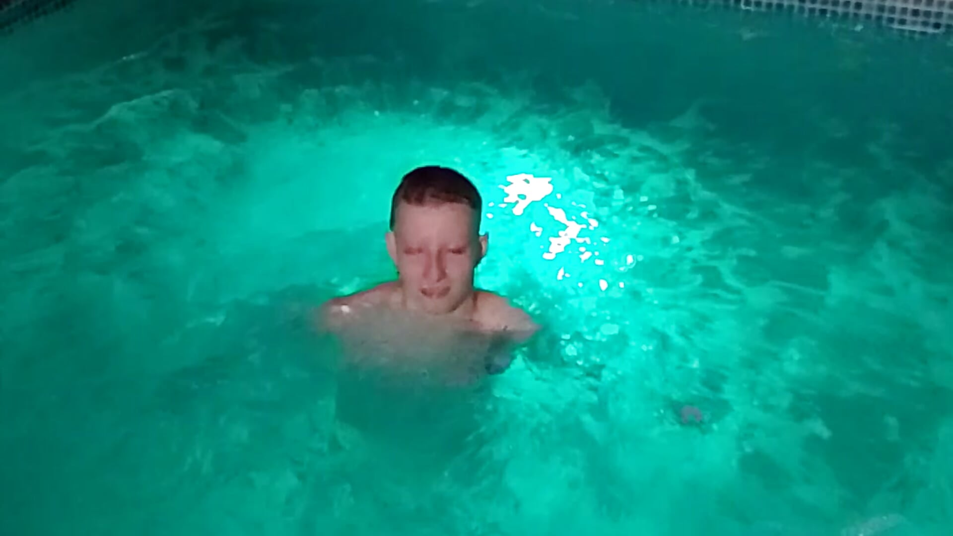 swimming naked in the pool