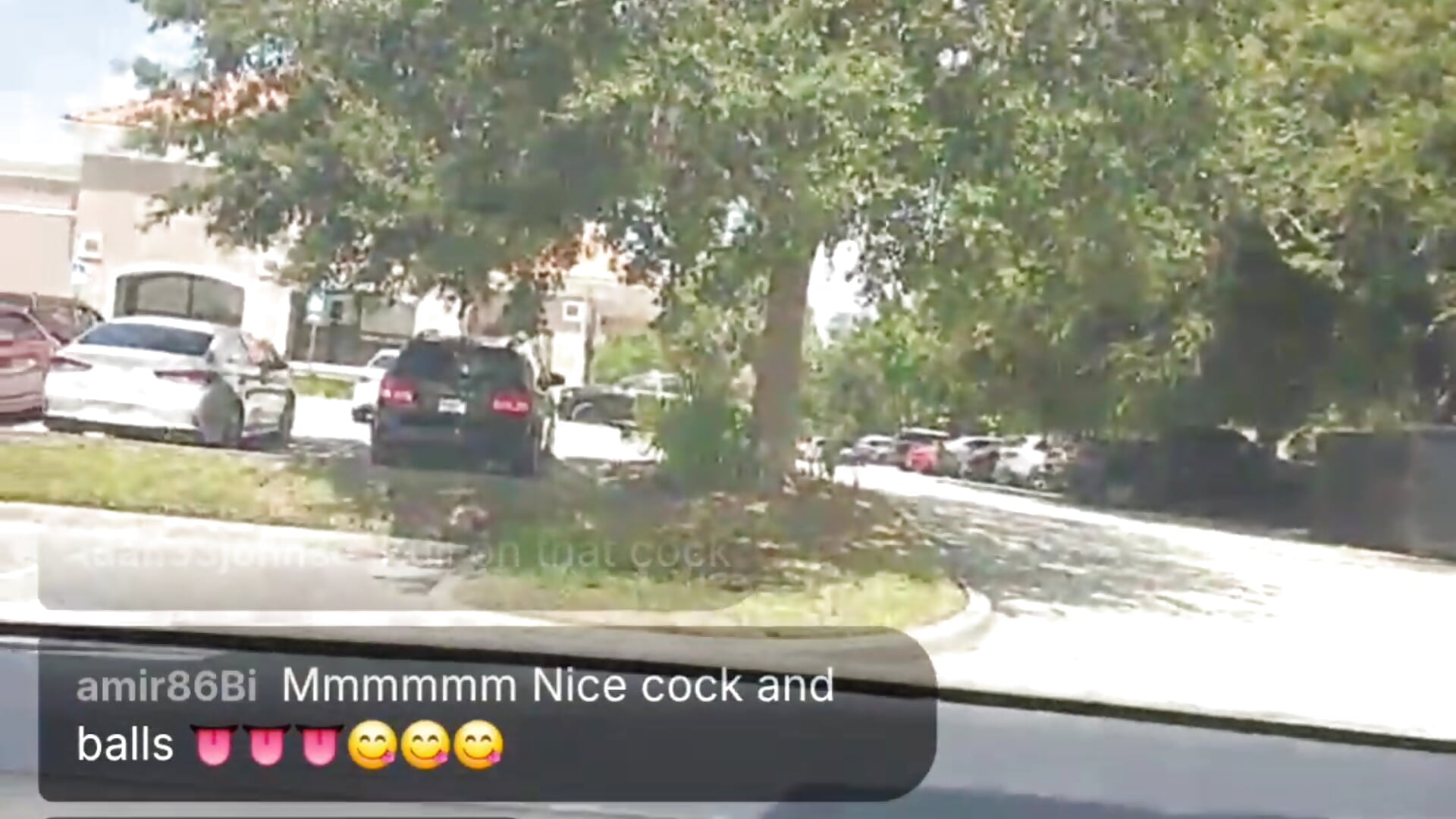 Cock out in public parking lot!