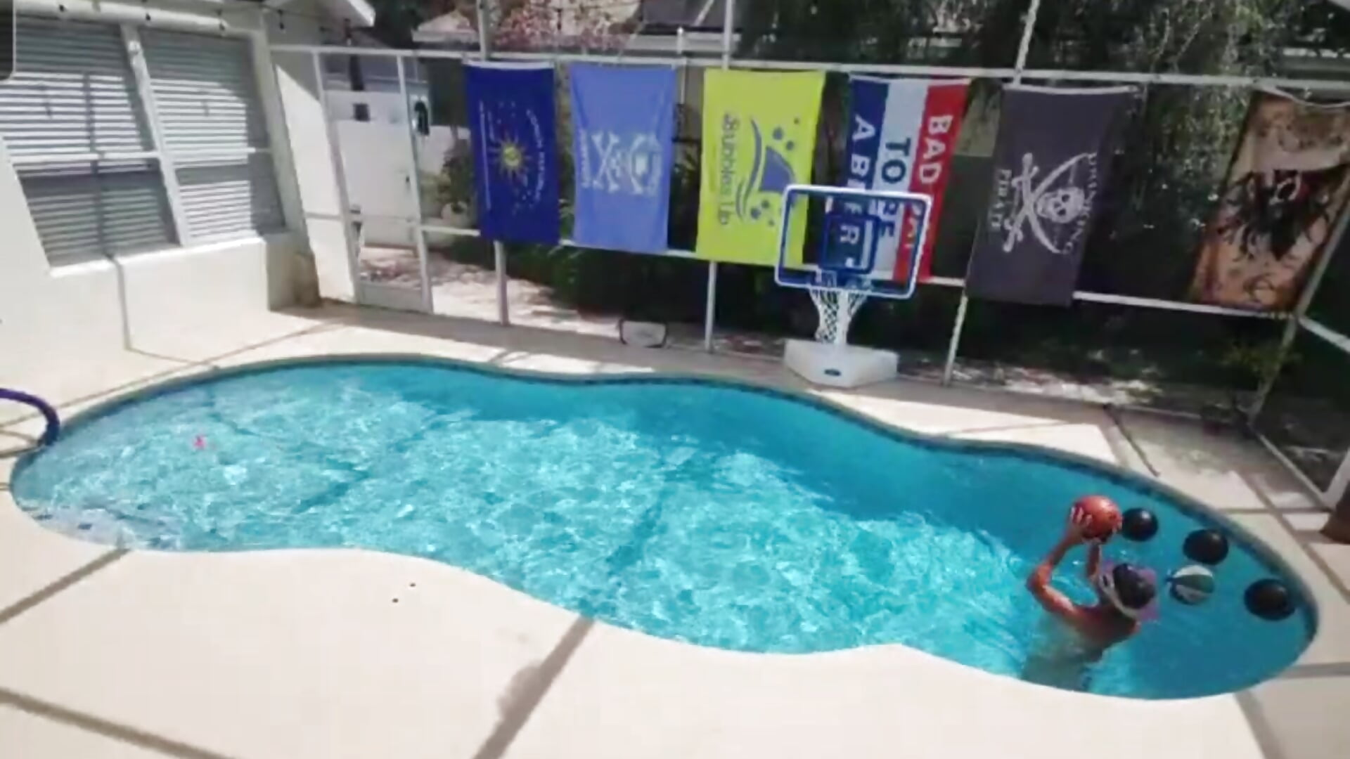 Naked basketball in my pool! 15 minutes! Good clean fun!
