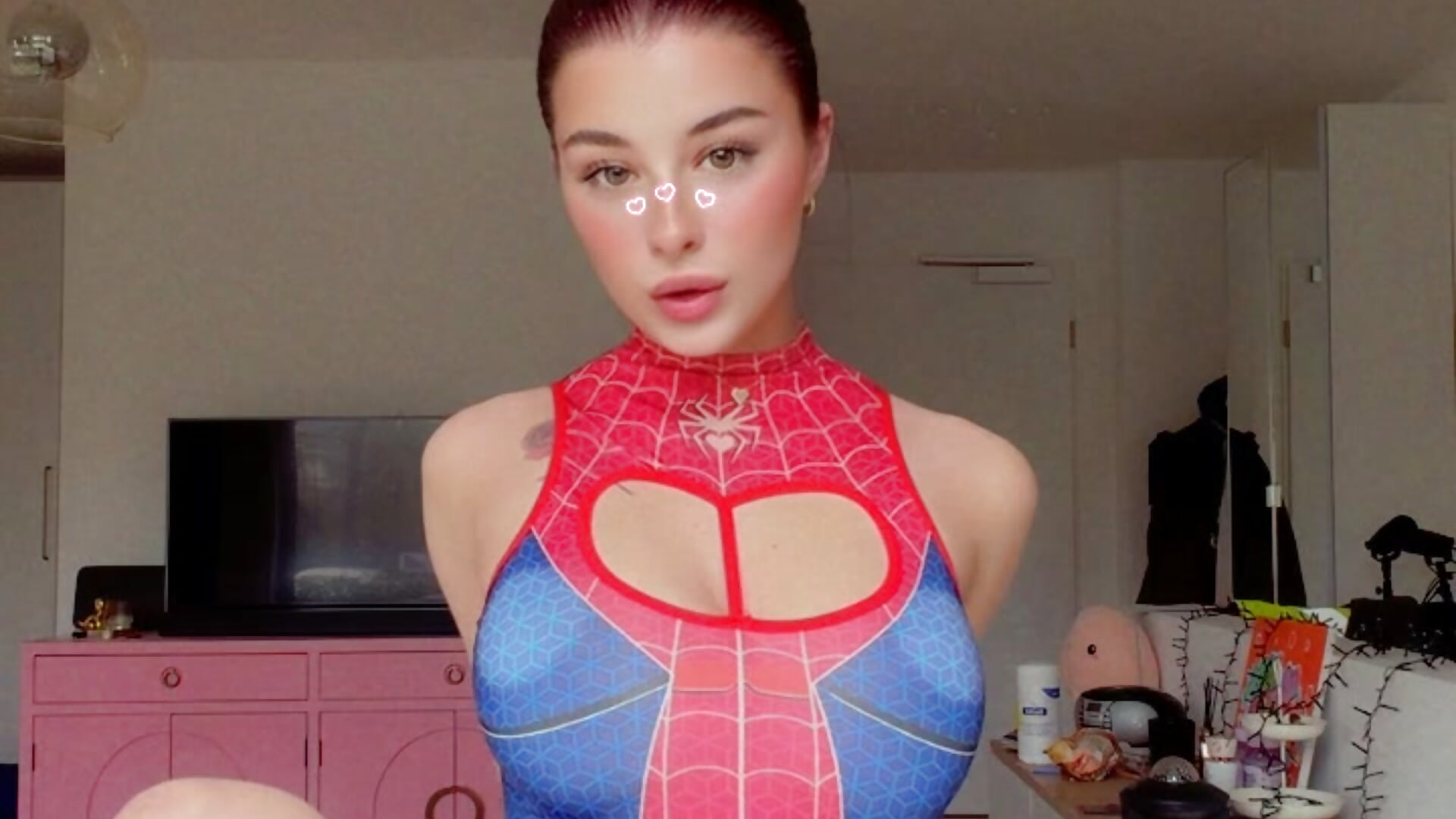 Naked in Spidergirl Outfit 🖤