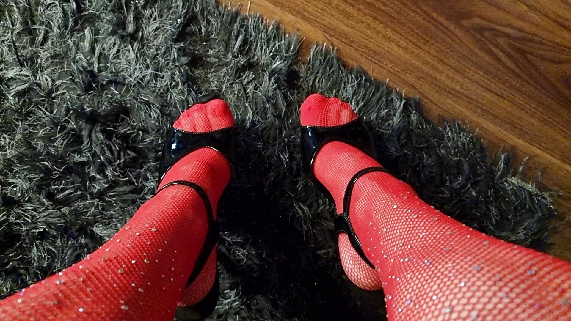 Red Nylons & Black Heels 💖 Sexy Foot Tease
