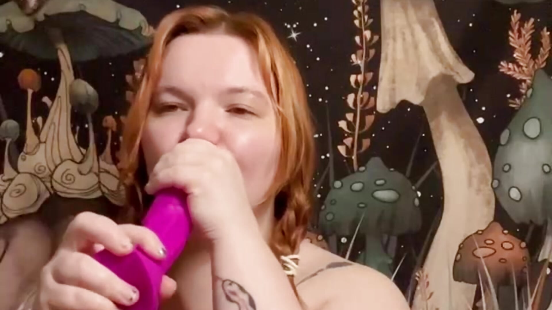 Billie Blakeley Topless Pigtail Braid Dildo Blowjob