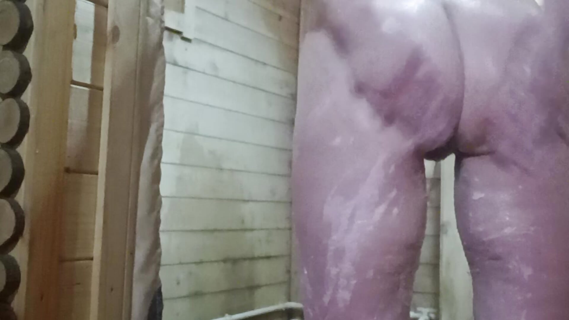 Raspberry body scrub, orgasm with a tampon in the pussy