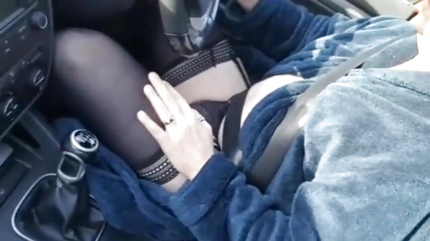 Driving wearing wife's lingerie - video by JulianJ50 cam model