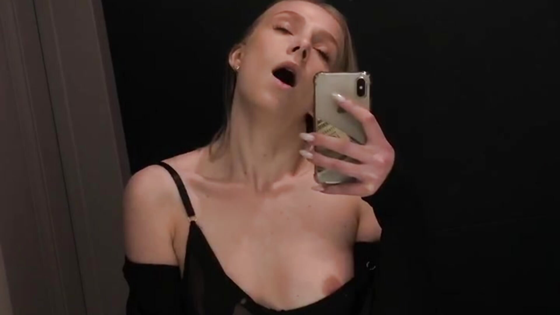naughty girl teases in restaurant
