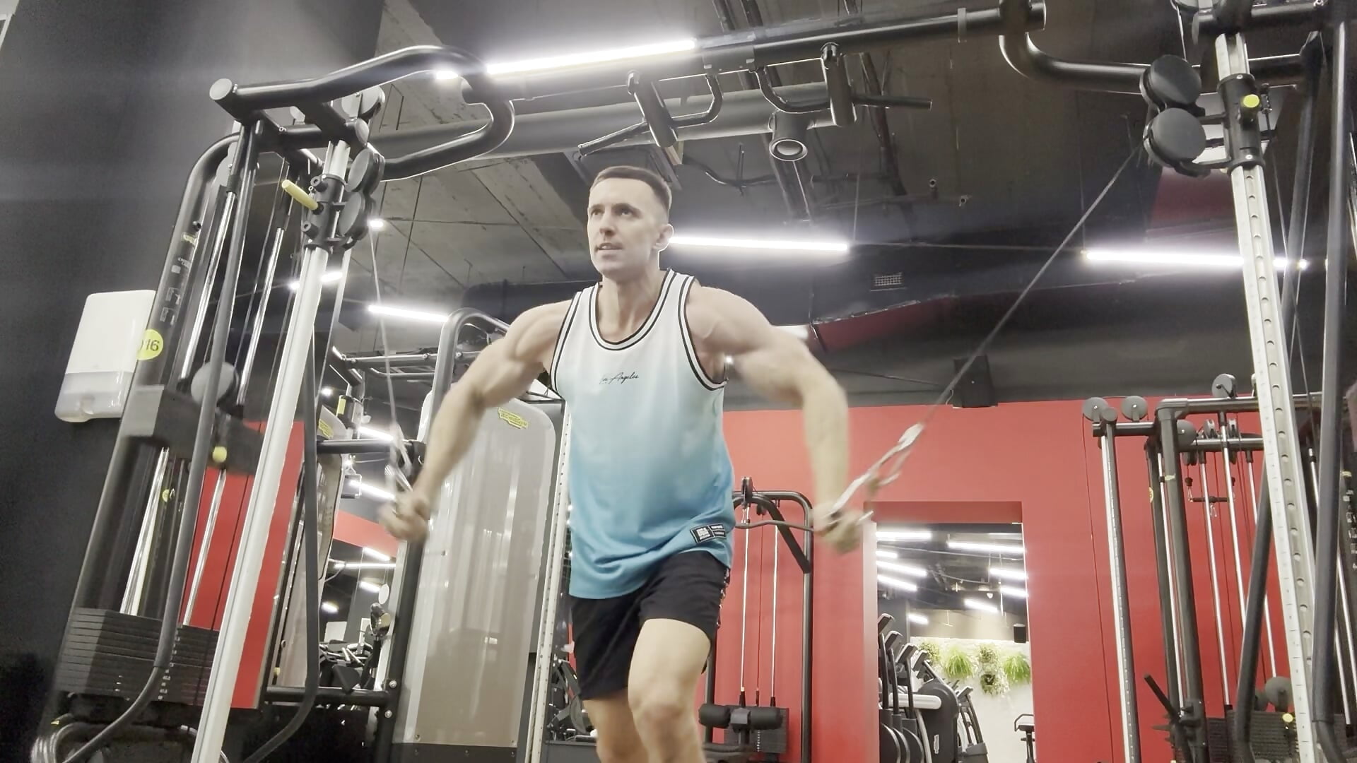 Chest and triceps workout in gym