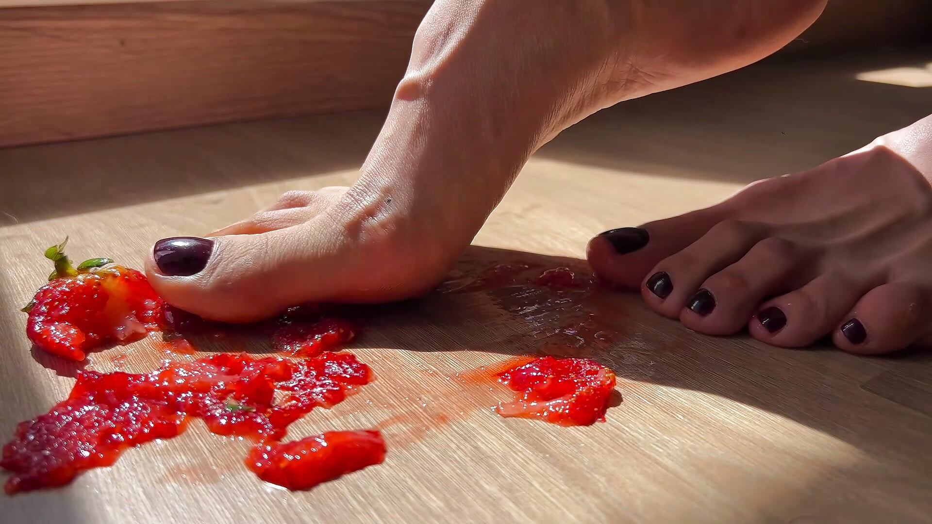 Stepping on strawberries with my feet 🍓