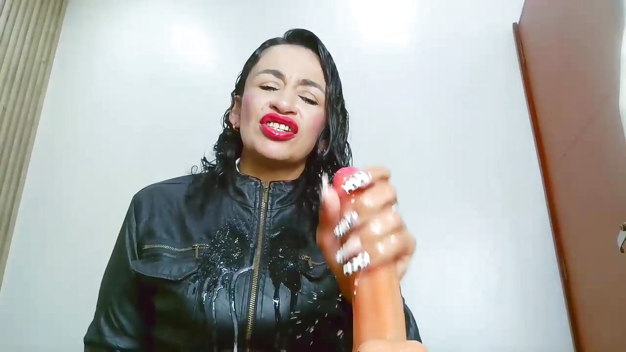Sucking your cock and covering my jacket in drool