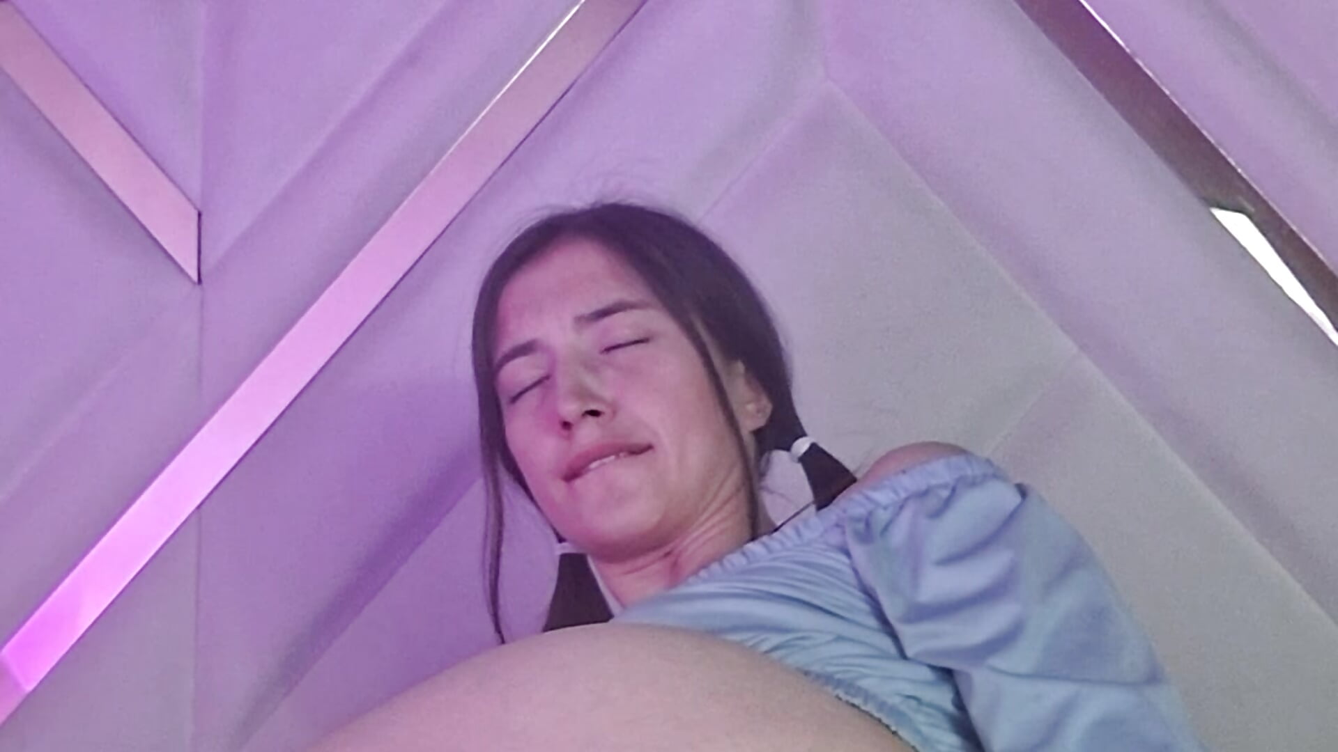 Chloe plays with her cute holes