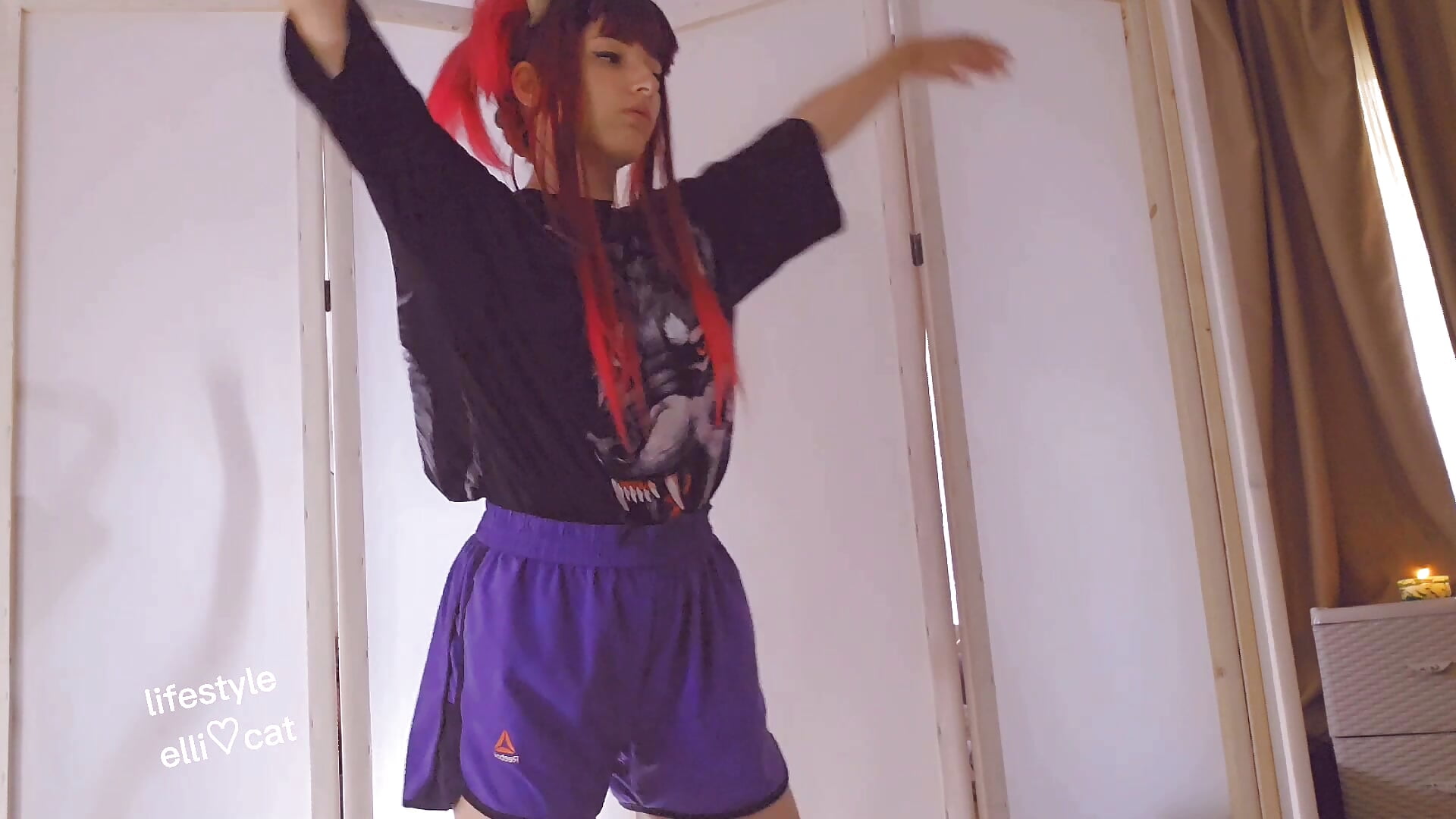 1, Morning exercises, test video in clothes^^ - video by Elli3cat cam model