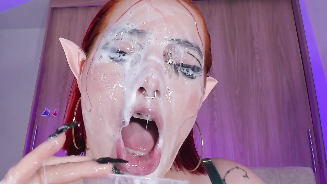 saliva bath in my pretty face <3 - video by annika_taylor cam model