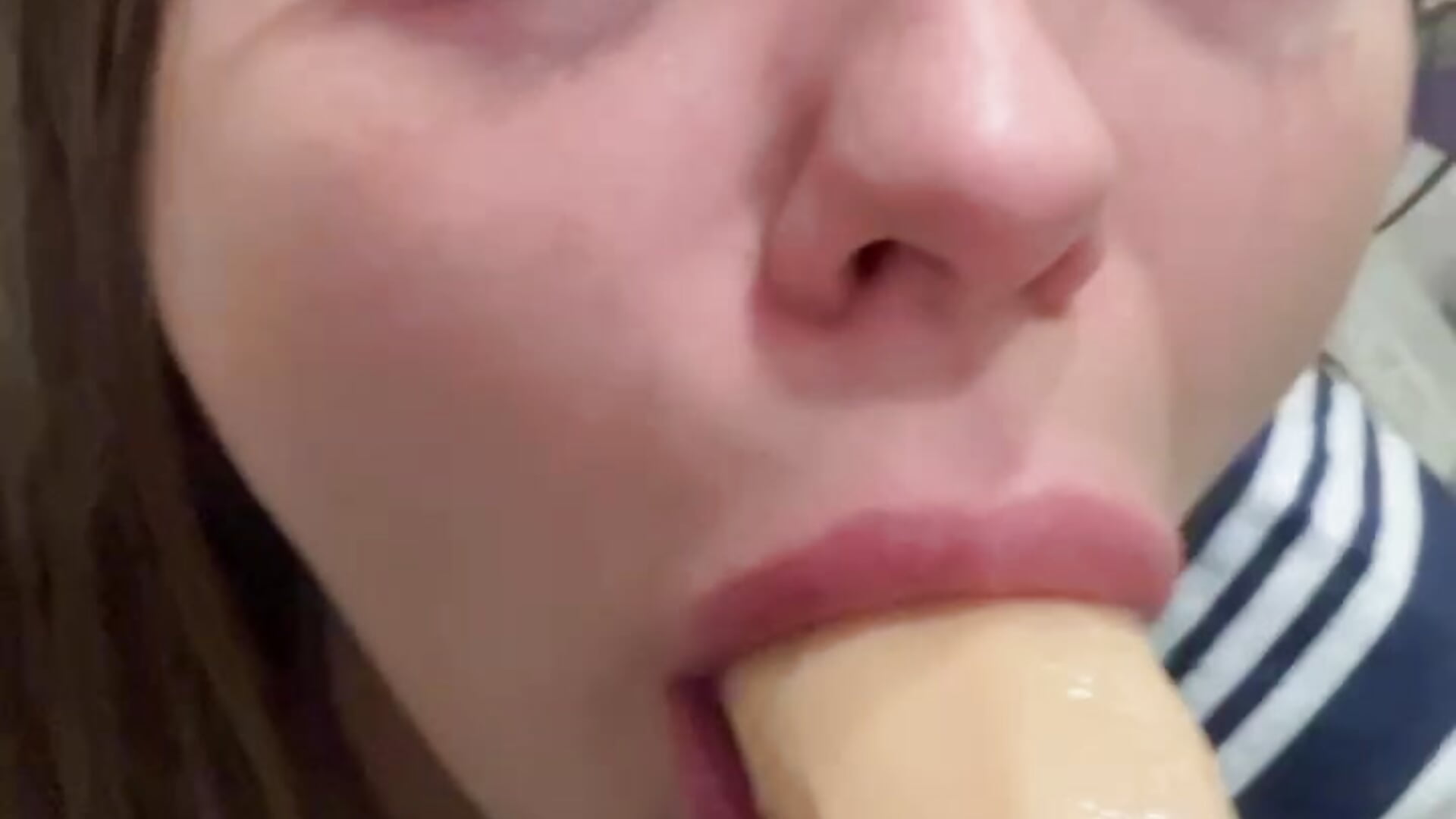 slobbery blowjob in Japanese uniform - video by shy_melony cam model