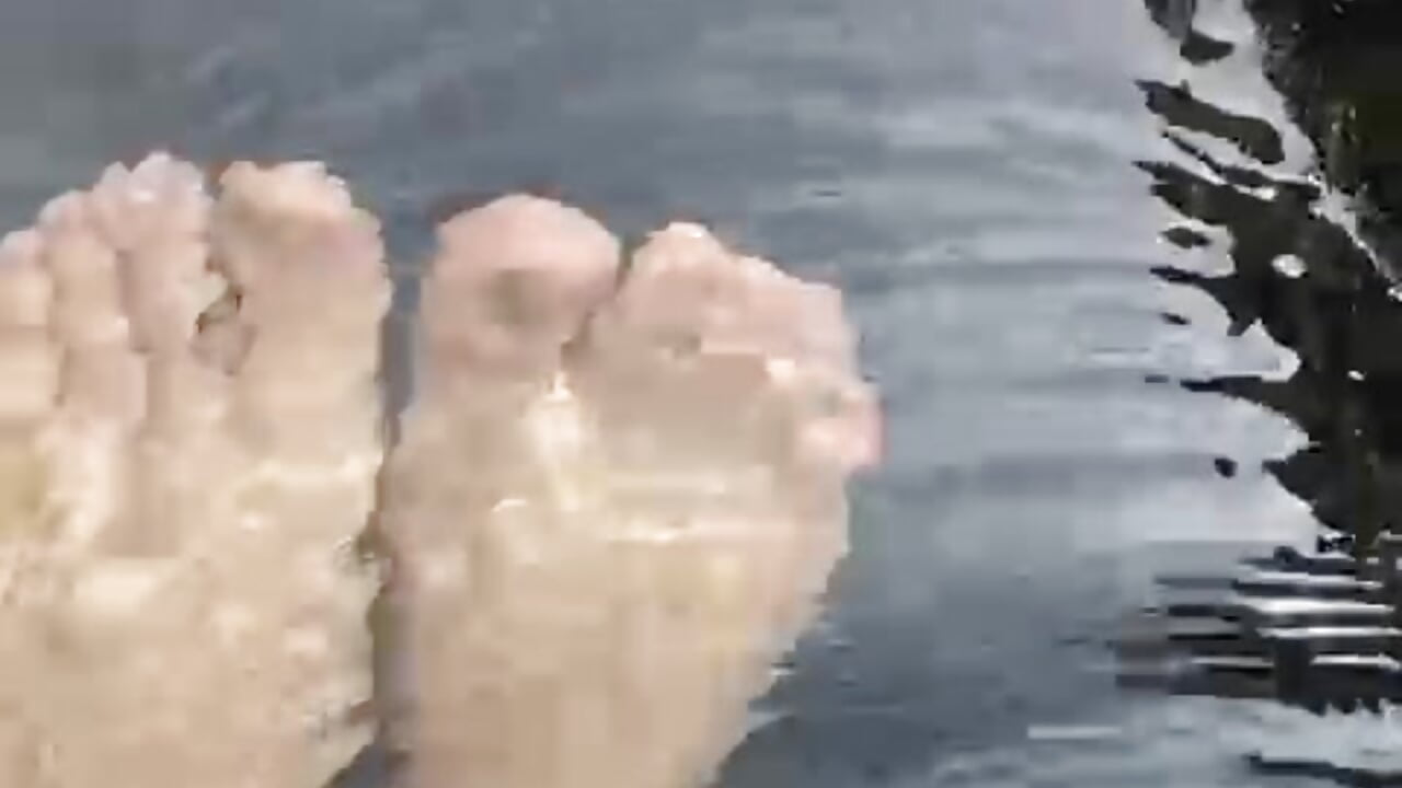 feet in the water