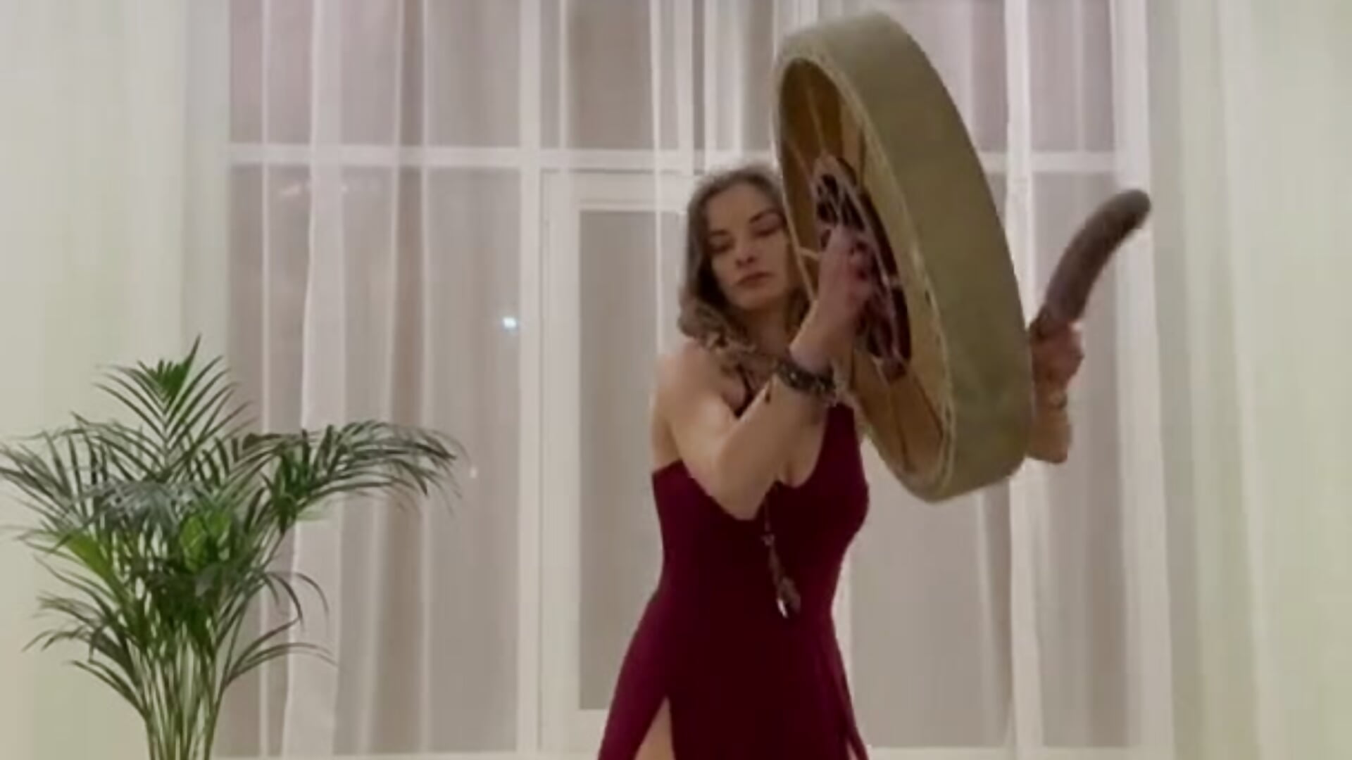 Dance with a tambourine