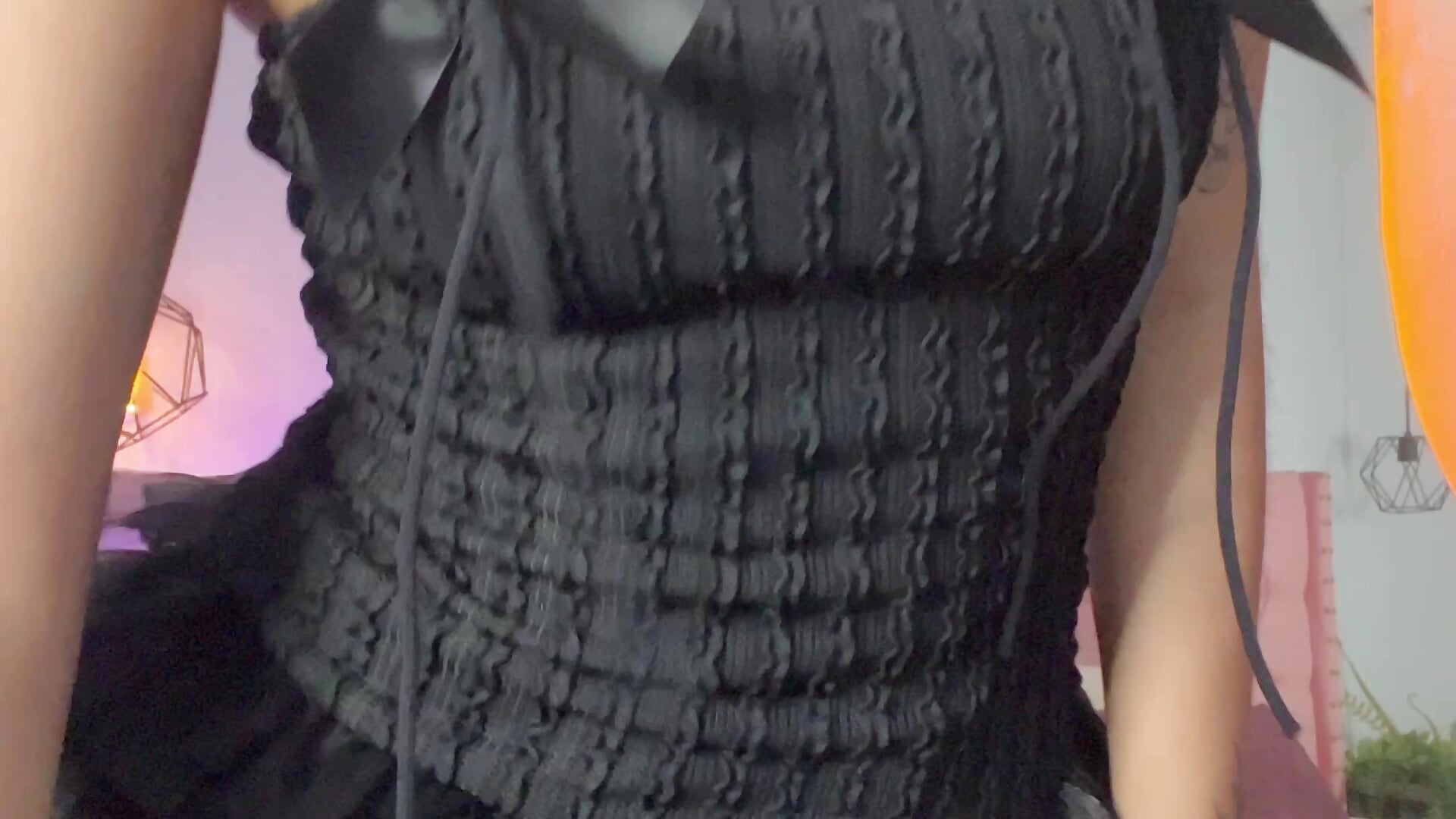 A naughty girl in her black dress touching her wet pussy thinking in you 🤤🖤