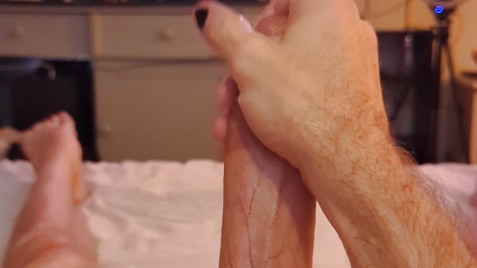 Watch Pop stroke his hard cock until he cums right out the top 💦