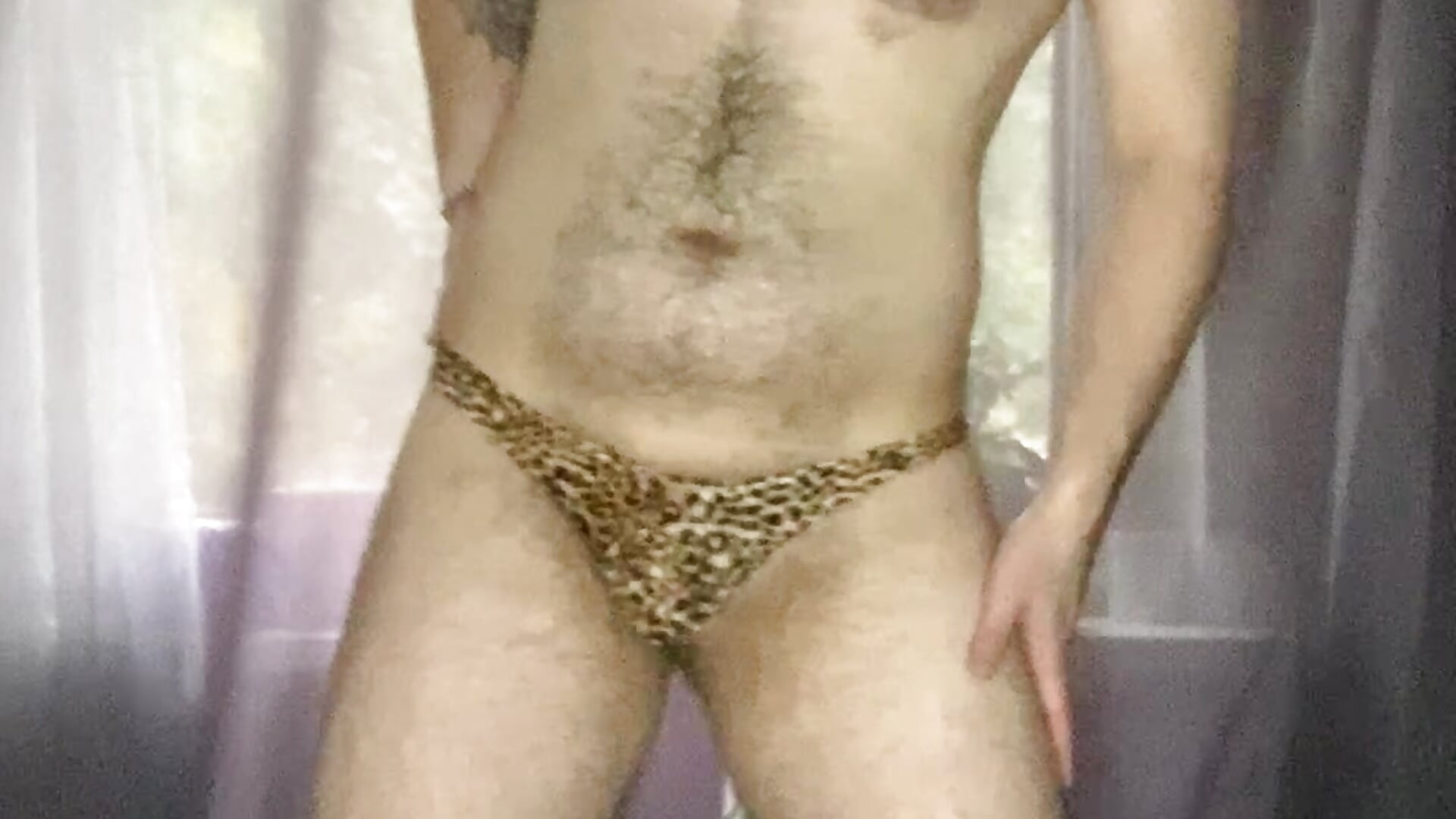 Striptease in leopard thong