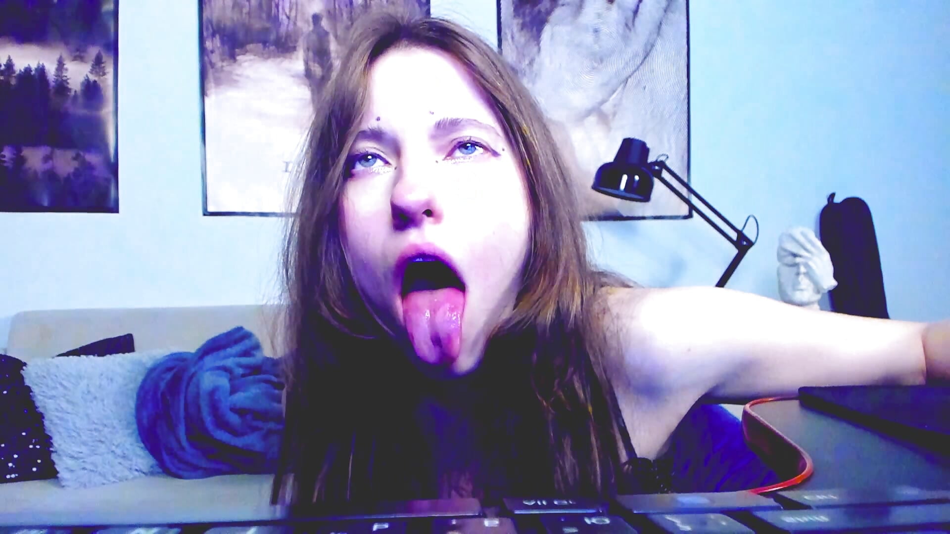 ahegao and saliva during orgasm