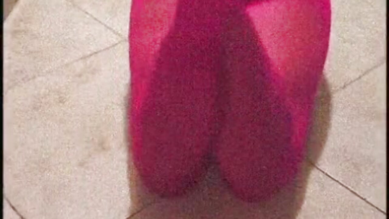 beautiful girl in pink pantyhose