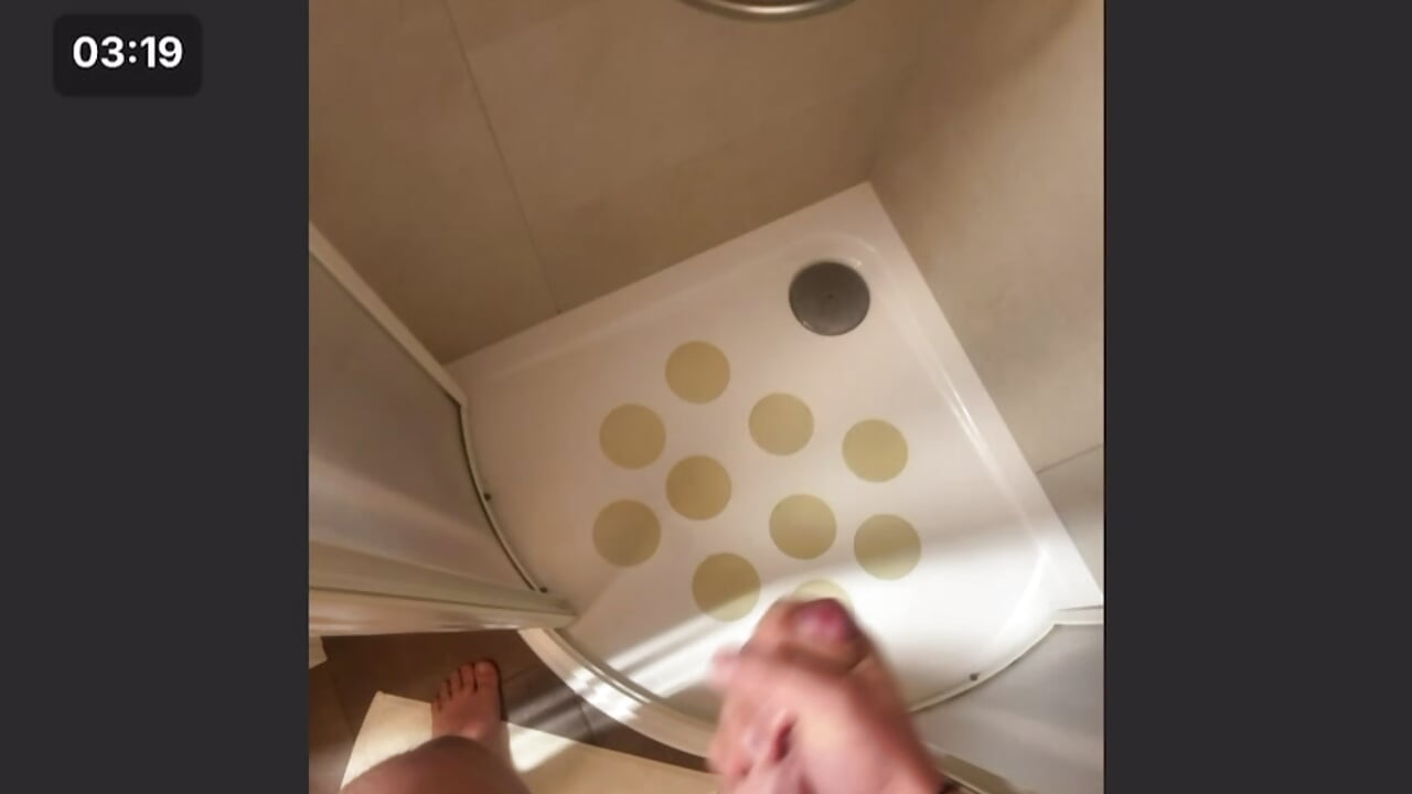 Cumshot in the shower from Live!!🥵💦 - video by CroKita17 cam model