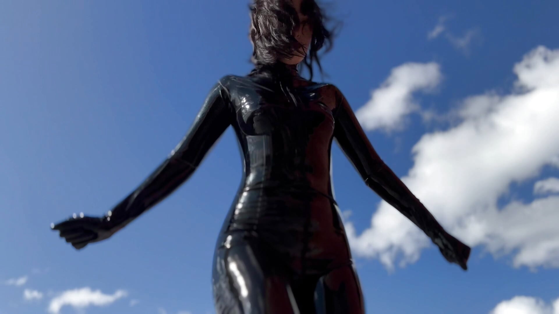 Latex catsuit outdors - video by vinylstore cam model