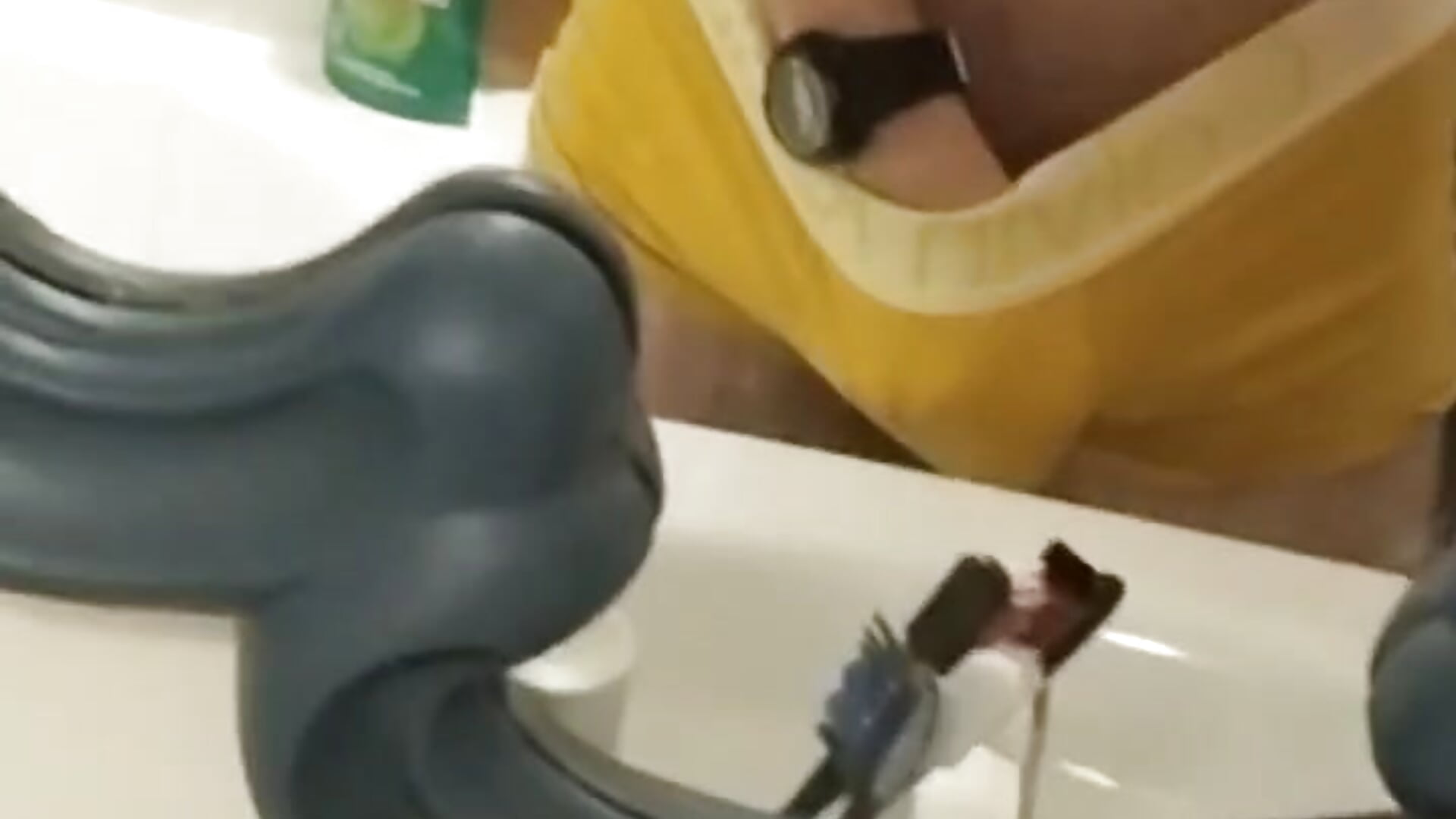 playing with a dick in panties in the bathroom