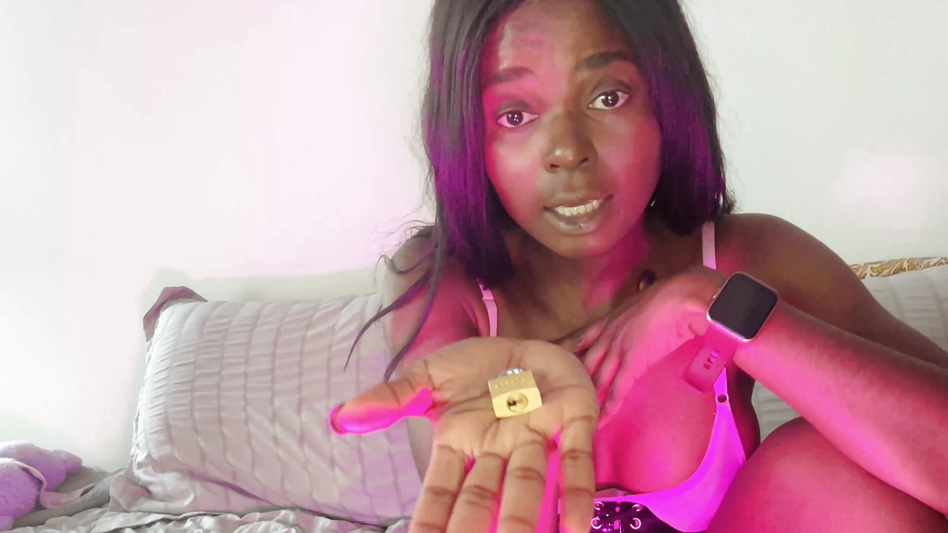 Goddess_Imani_052026_Pink_Mesh_Lingerie_Chastity_Tease_Short_4K - clip cu goddessimani model videochat