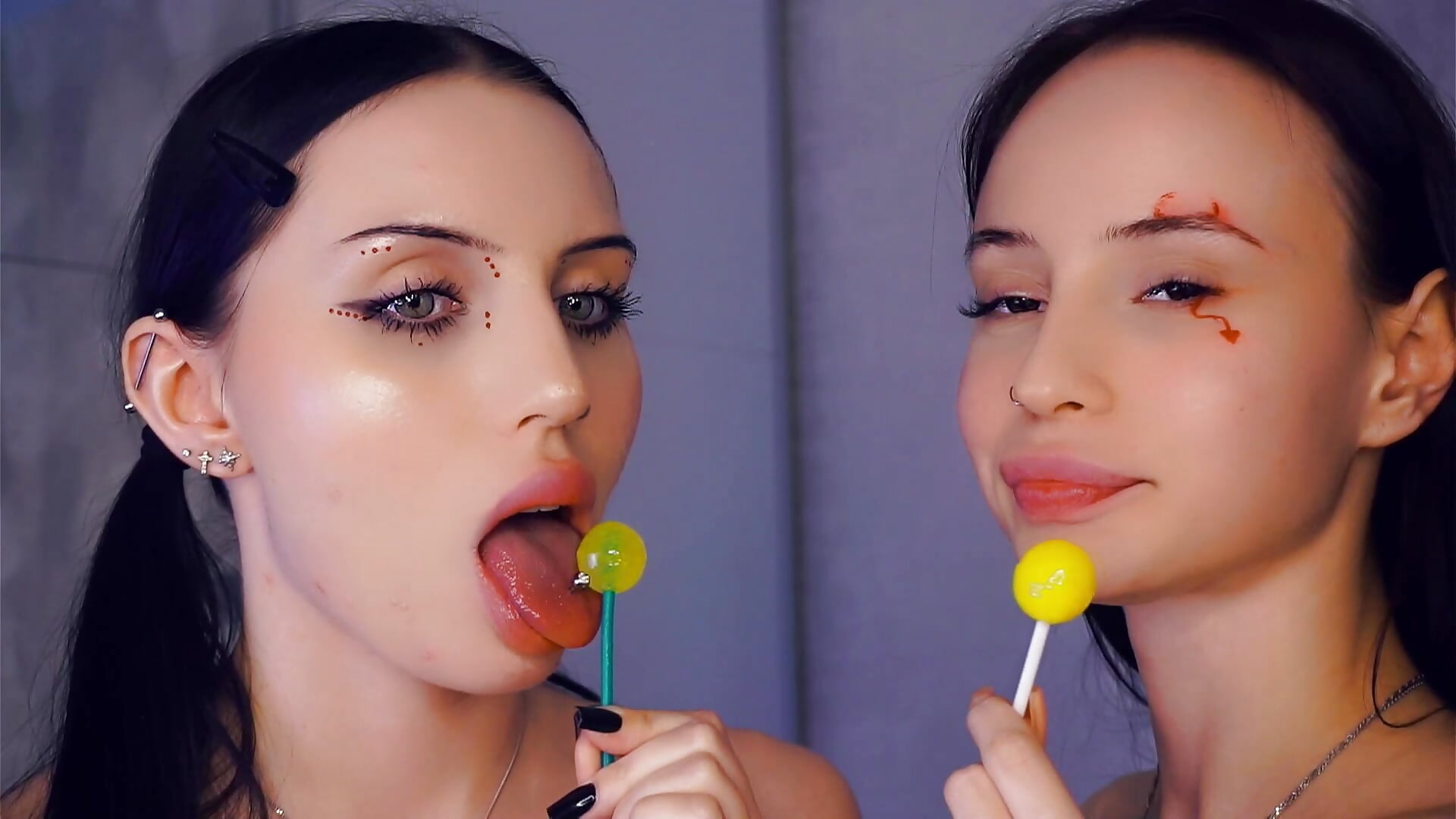 Sweet licking of a lollipop