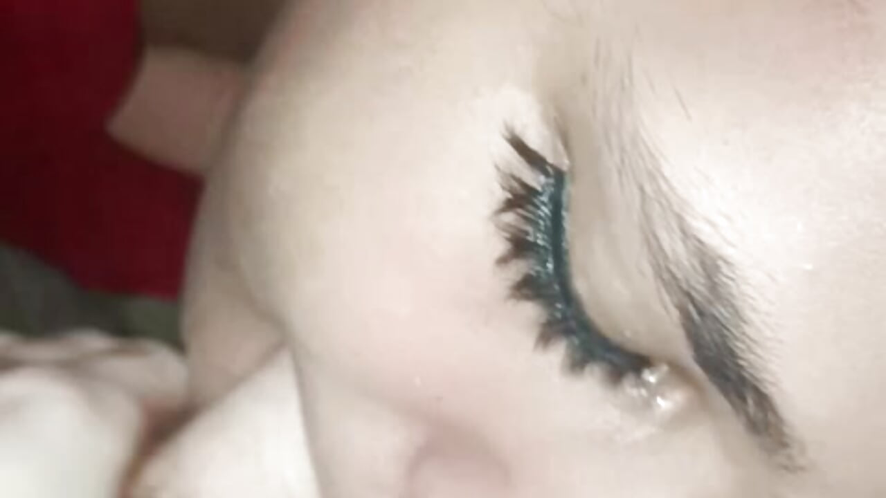 cum on the face of a trans Latina slut