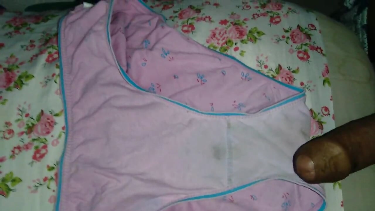 Huge Cumshot on mom pink panty