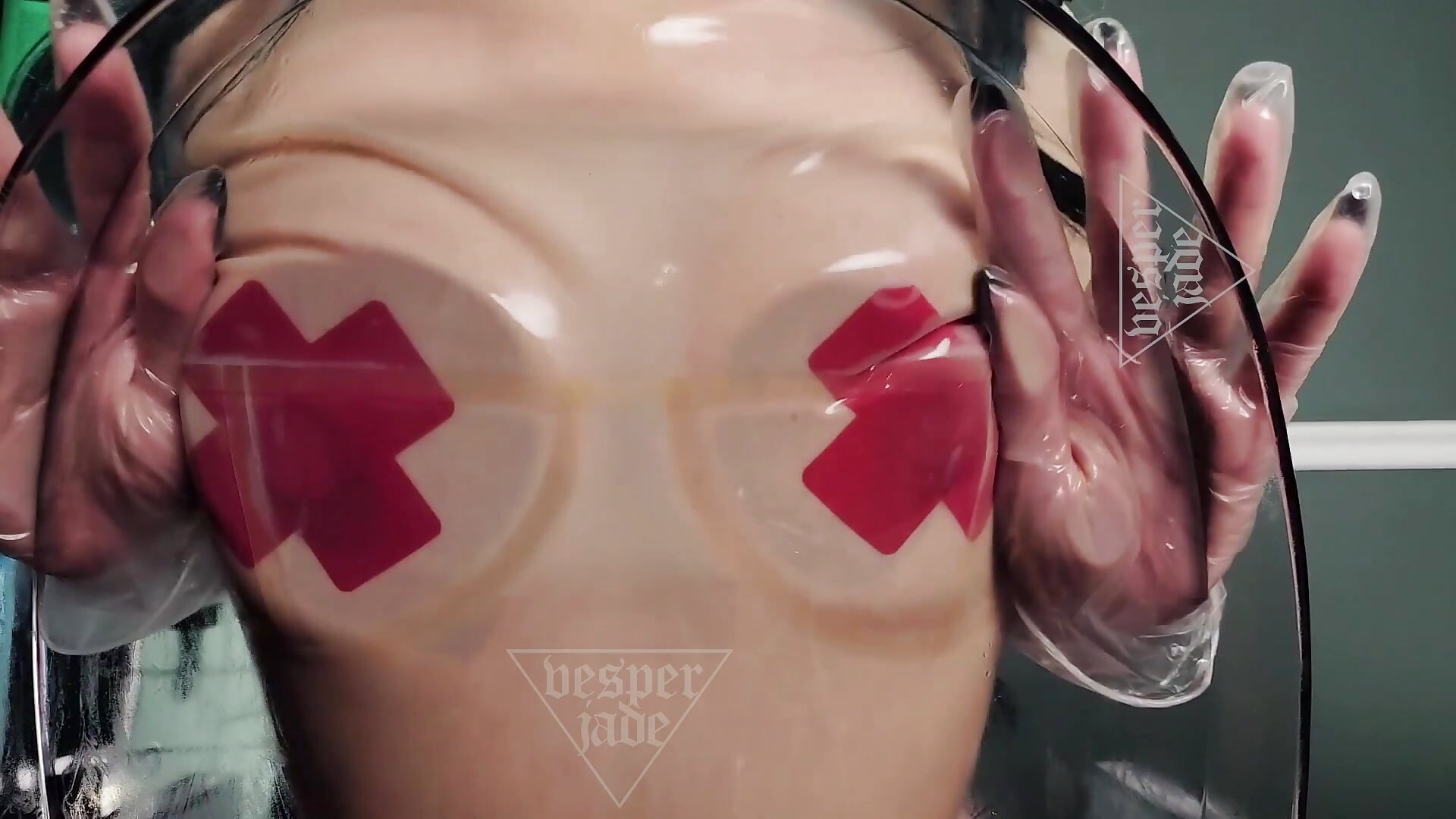 Shiny Latex Tits Boobs Massage (uncensored sent in chat free) Transparent Latex Pasties Lube — filmik vesperjadex, modela(-lki) na kamerkach